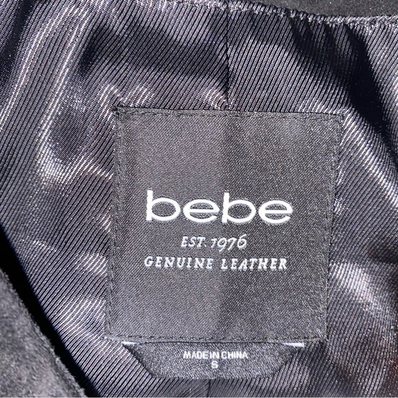 bebe Kate Drop Shoulder Suede & Leather Peplum Convertible Jacket - Picture 6 of 9